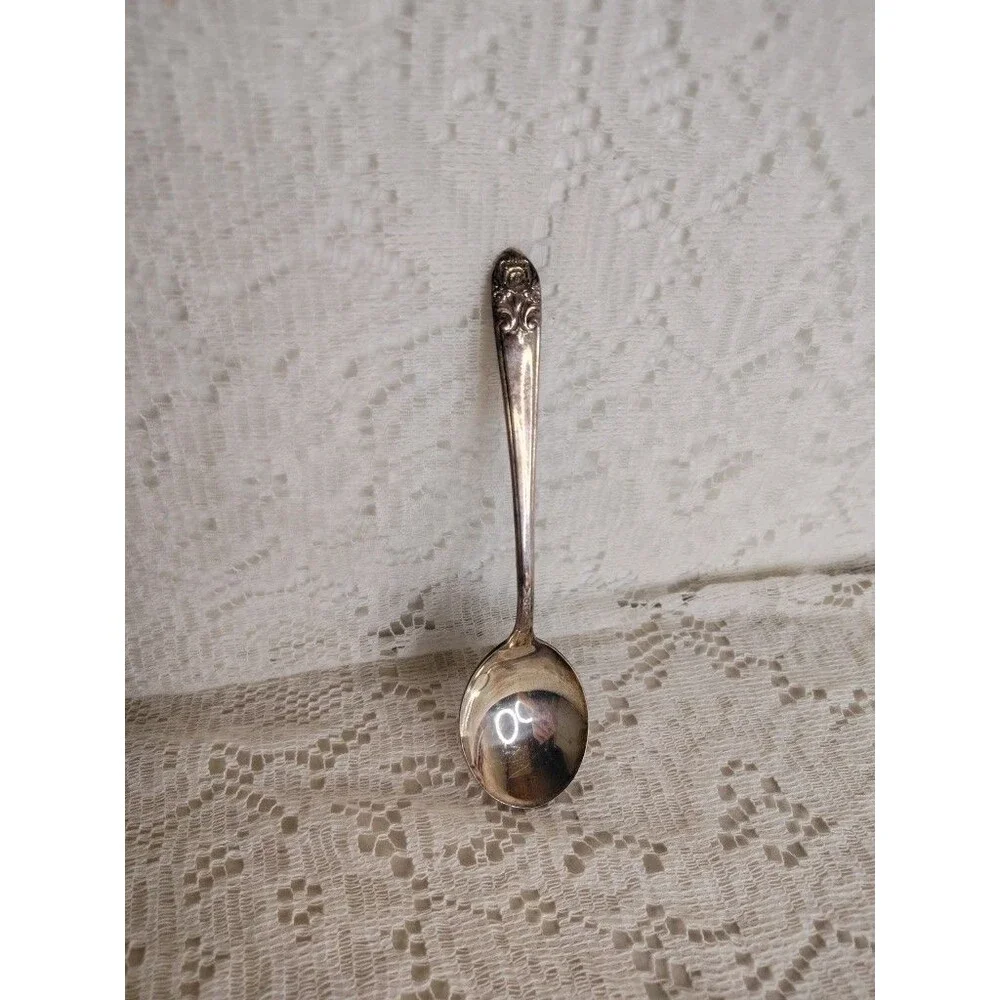 Vintage International Silver Melody 1954 Silverplate Soup Spoon Floral needs...